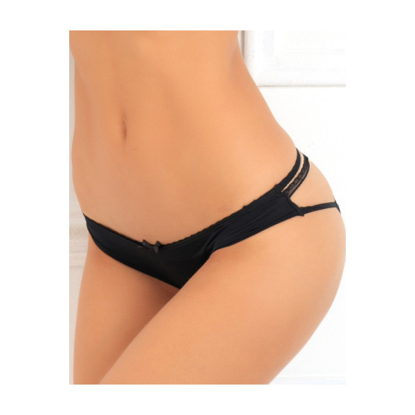 Culotte noire douce ornements quadrillés sur les fesses 